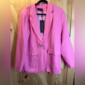 NWT White Fox Boutique Candy Pink Linen Look Oversized Blazer - Size S/M